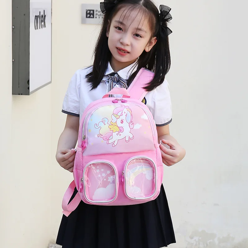 Cartoon Dinosaur Unicorn Boy Girl Double Shoulder Backpack Children's Preschool School Bag Adjustable Shoulder Strap