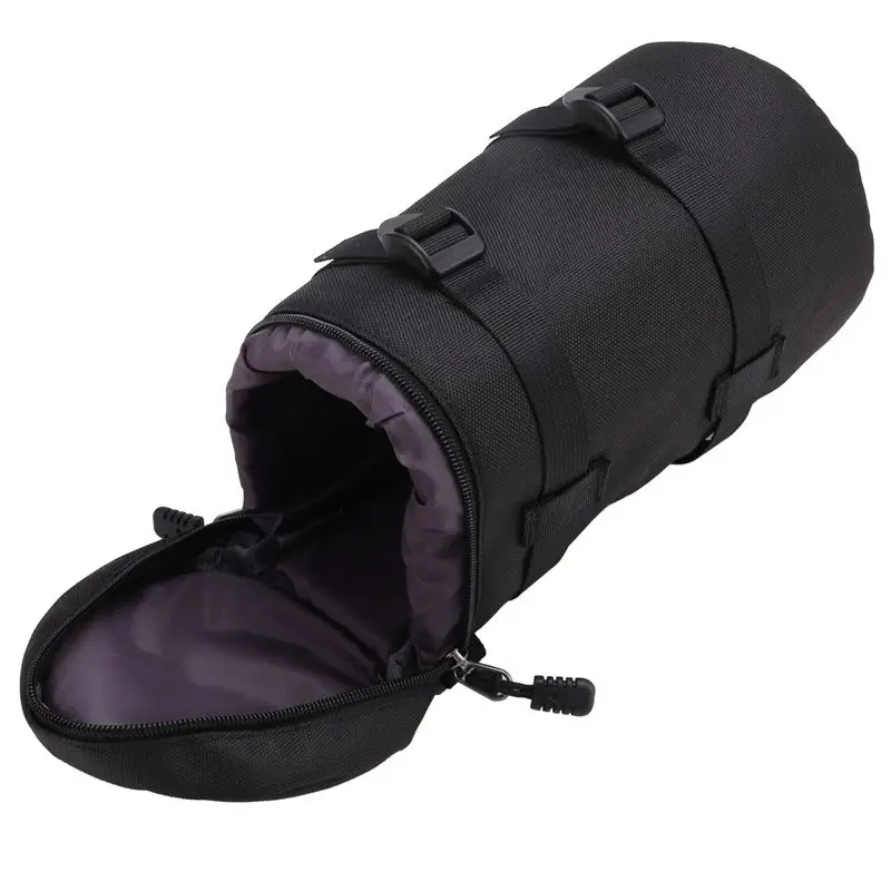 SLR Camera Lens Bag Camera Lens Protective Case Lens Tube Storage Bag Waterproof Shockproof Lens Bag For Nikon,Canon Black