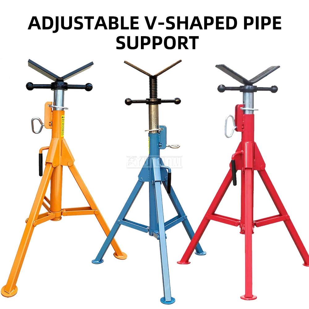 1134kg Capacity Folding Pipe Support Rack, V-Head Pipe Stand Adjustable Height