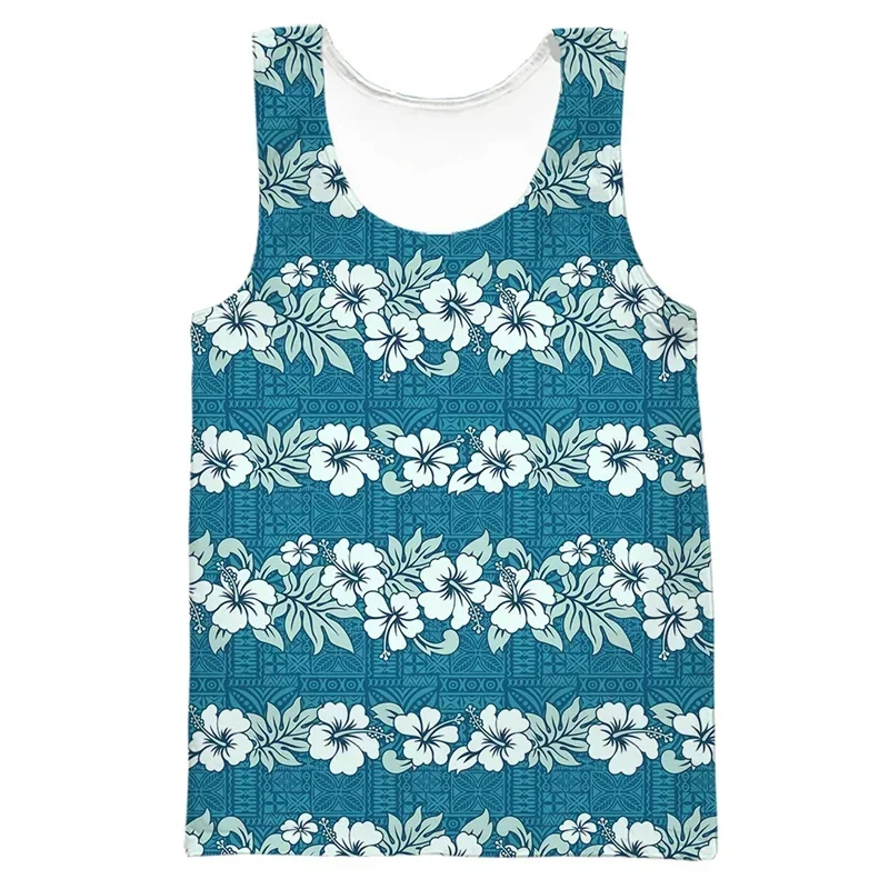 

Summer New Vintage 3D Tropical Leaves Print Tank Top Men Fashion Cool Tank Tops Kid Streetwear Clothing Hawaiian Beach Tree Vest