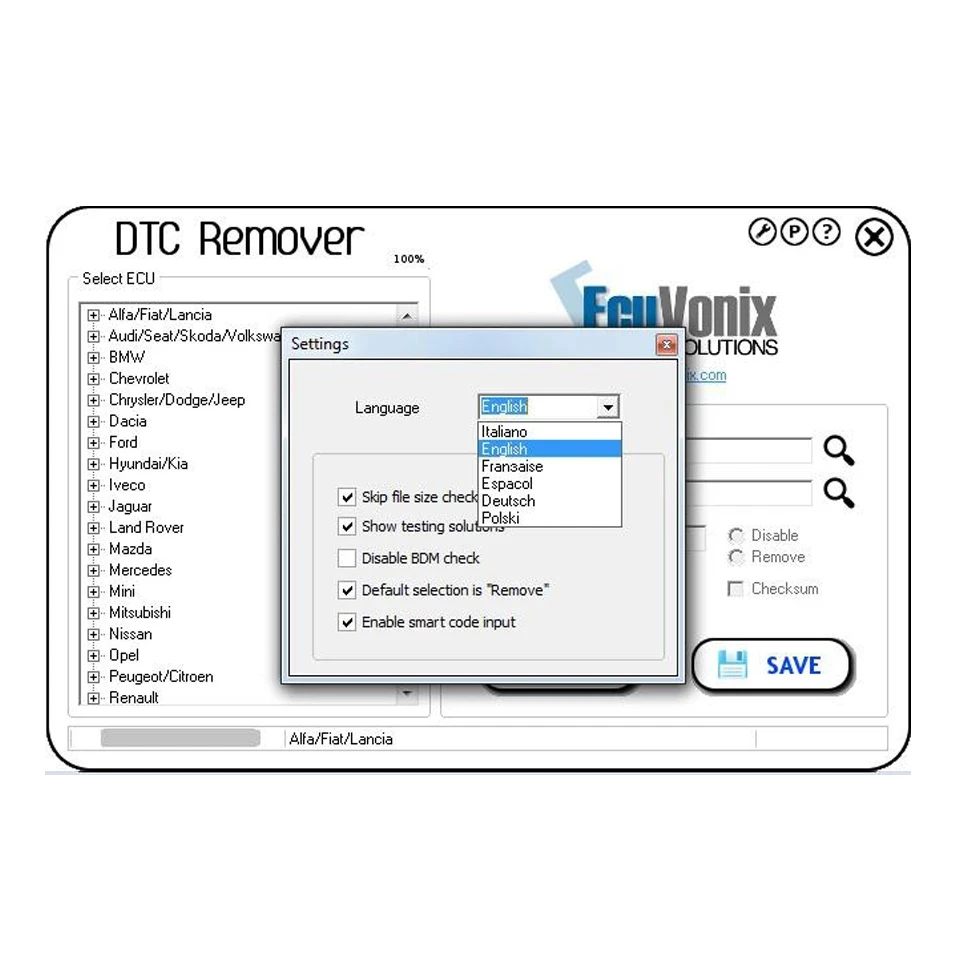 ECU DTC Remover 1.8.8.5 Remove or Disable DTCs in Different ECU Progammmer Software For Alfa Audi BMW Chevrolet Chrysler Ford