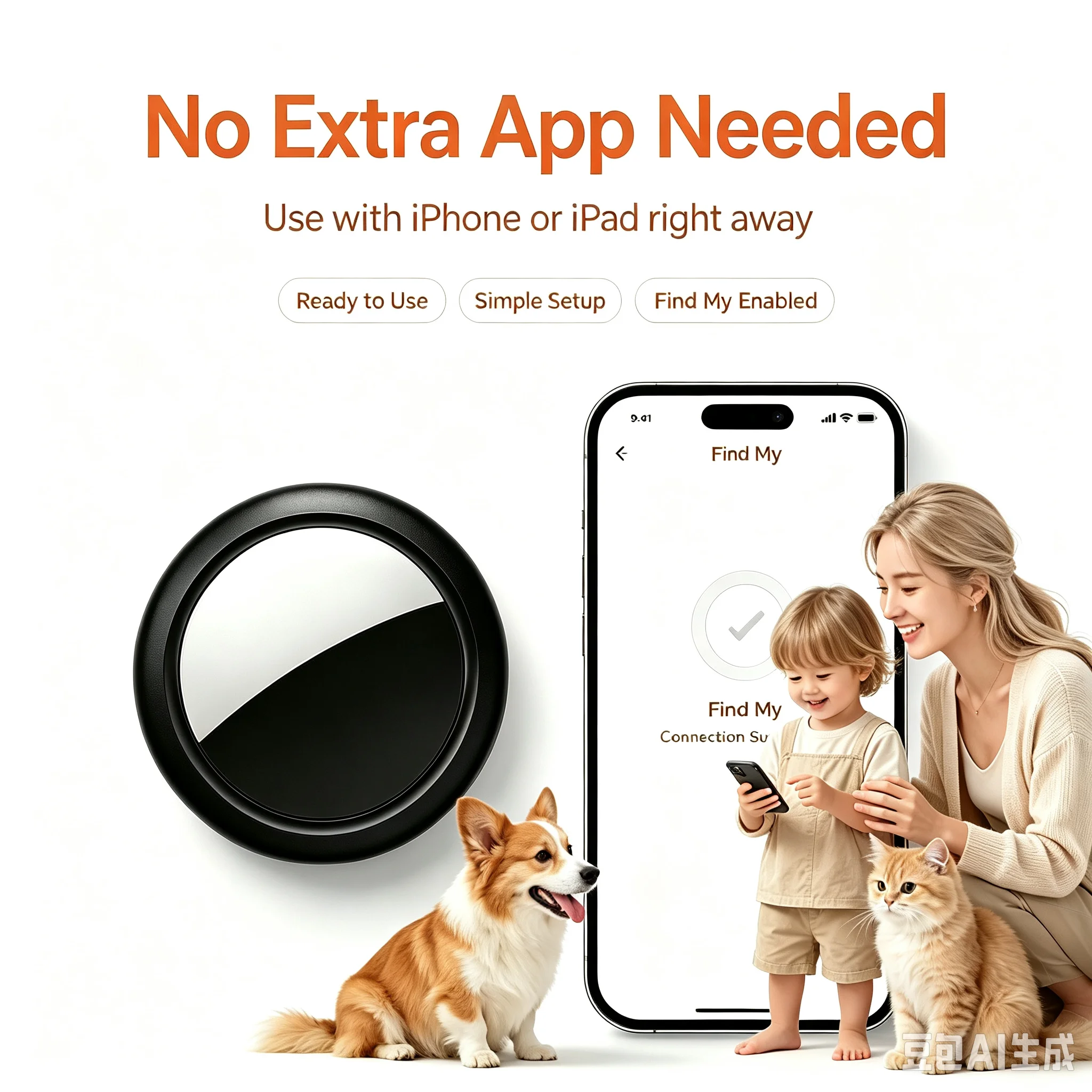 JSPTEC Airtag Bluetooth GPS-Tracker IPX 5 Wasserdicht Sport-Tracking für Ältere, Kinder, Haustiere Verfügbar Mini-Finder für APPLE – Detail 14