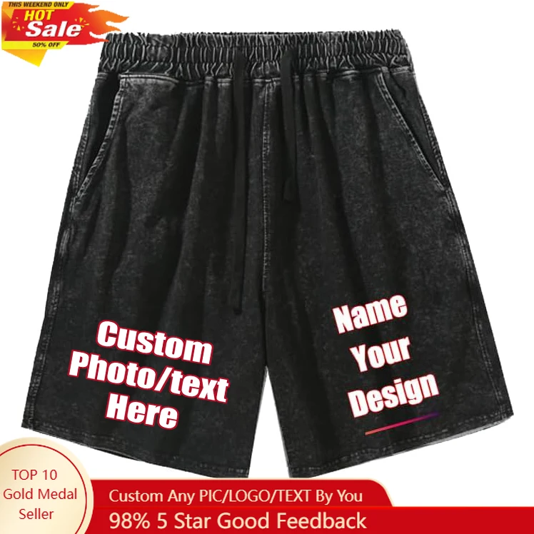 مخصص الرجعية السراويل الرجال النساء السراويل القصيرة شخصية تصميم صورتك النص شعار القطن مريح قصير للتنقل ارتداء اليومي