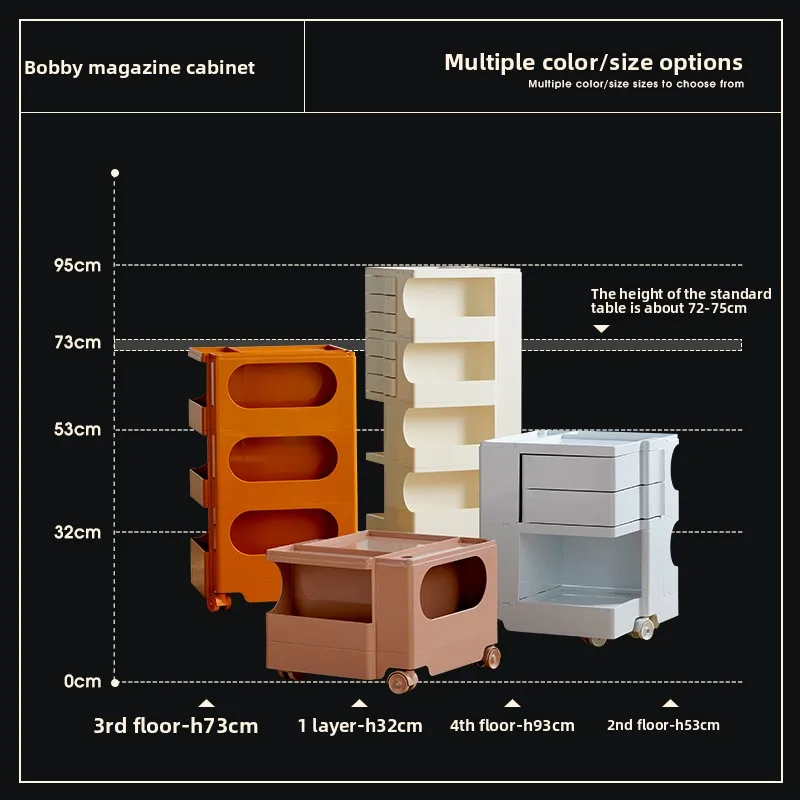 Rotating storage cabinet movable cart simple small apartment creative storage bedside table