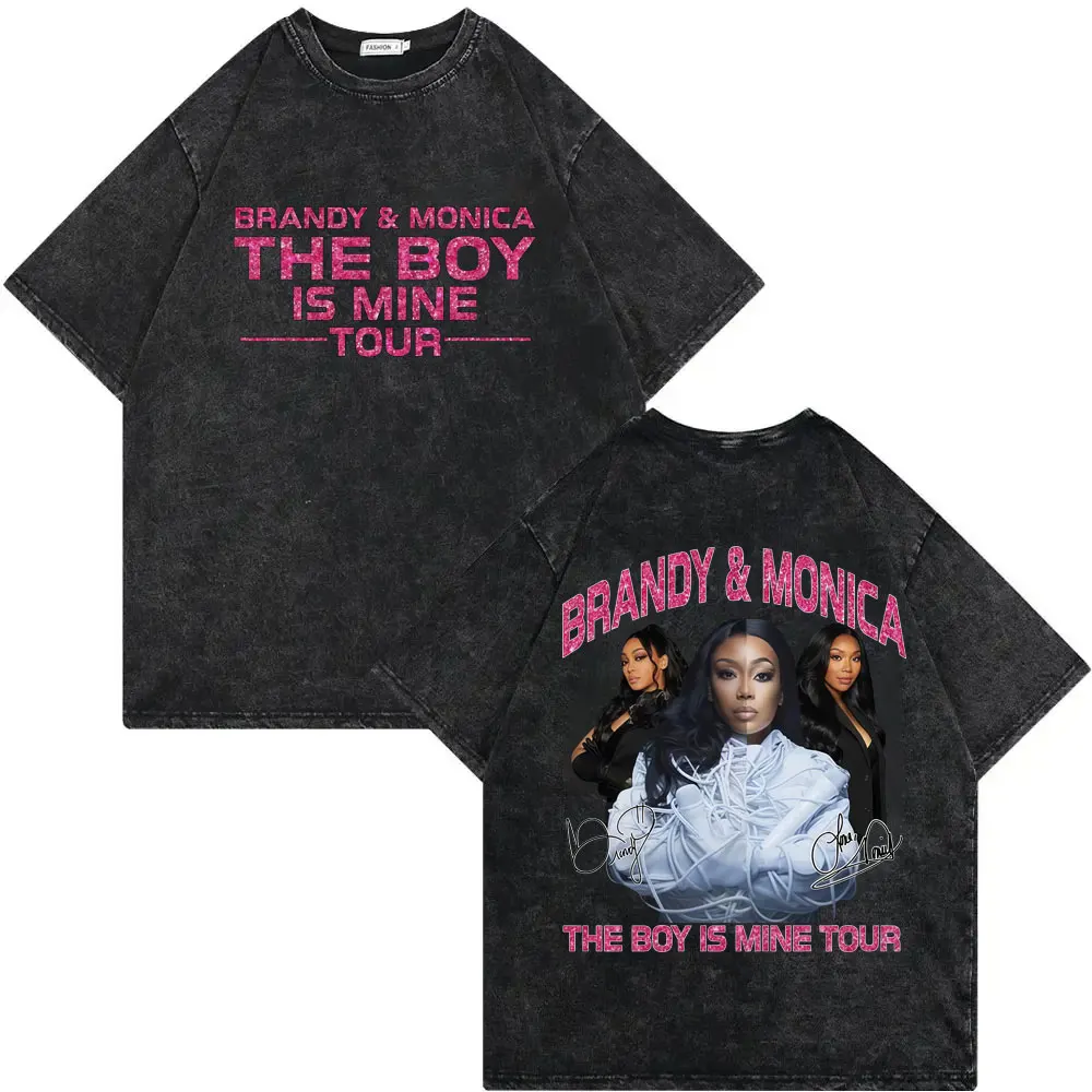 

Brandy & Monica The Boy Is Mine Tour 2025 T-shirt Men Women Fashion Y2K Vintage Washed T Shirts Summer Casual Cotton T-shirts