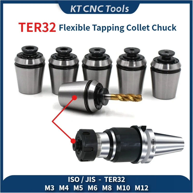 JIS ISO TER32 Tapping Chuck with Overload Protection Torque Flexible Collets M3 M4 M5 M5 M6 M8 M10 M12 For ETP TER Tool Holder