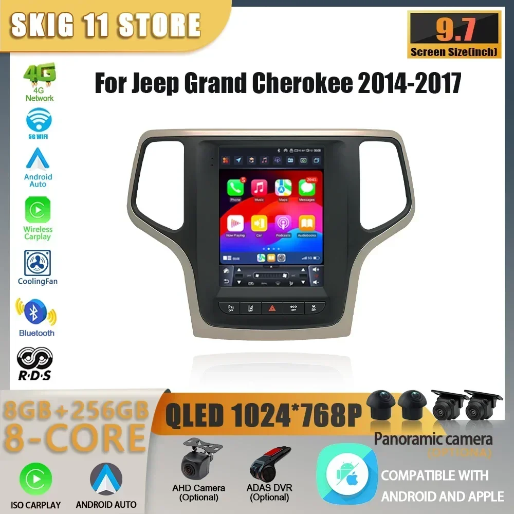 

9.7inch Android 14 Car Radio For Jeep Grand Cherokee 2014-2017 Stereo Multimedia 4G GPS Wireless BT Carplay Touch Screen Stereo