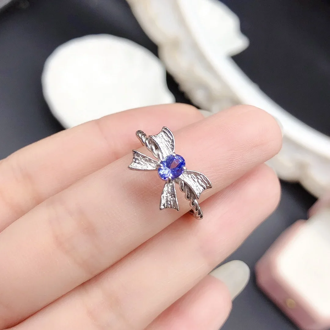 

Sterling Silver 925 Engagement Ring Natural Tanzanite Ring Ladies Luxury Natural Jewelry Wedding Gift Boutique Free shipping