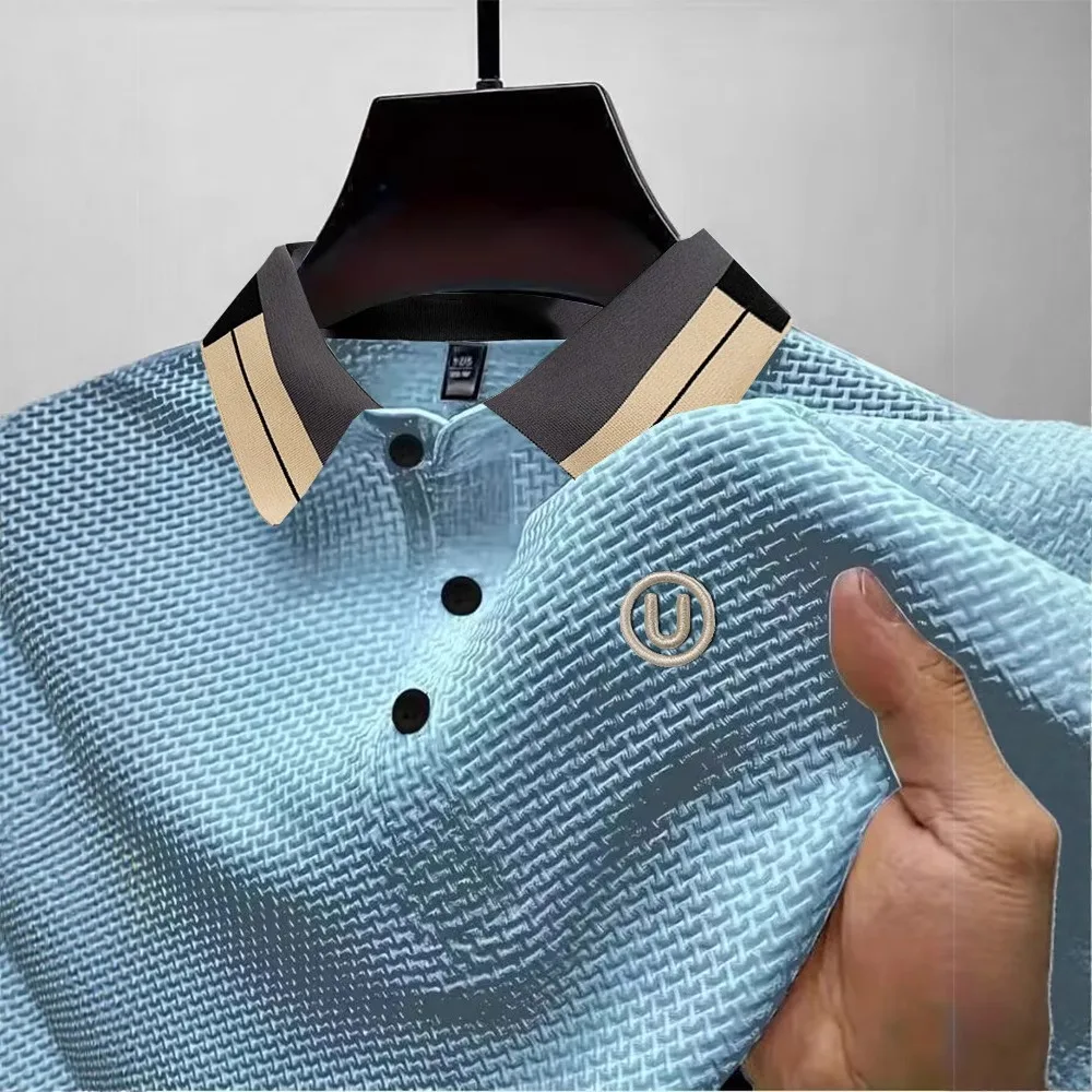 

2025 High Quality Summer New Trendy Casaul Short Sleeved T-shirt Polo Collar Men Tee