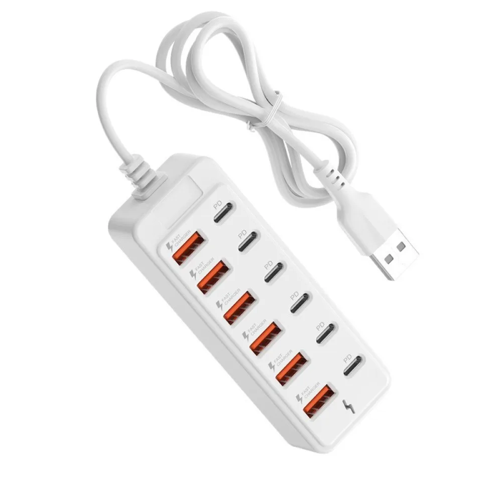 High Efficiency 12 In 1 Usb Extender Cable 6 USB A 6 Type C Ports Data Transfer Charging Adapter For Office Home Gadgets