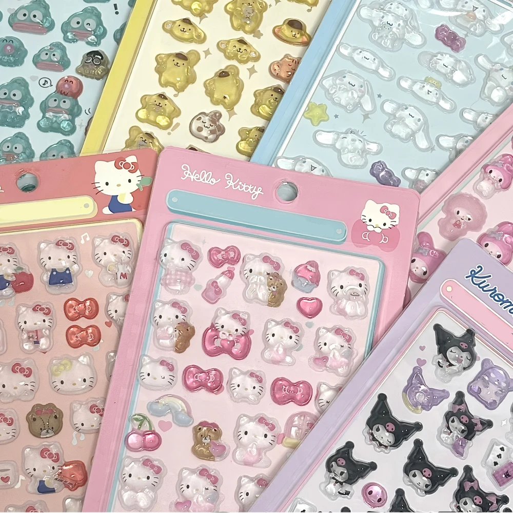 1/7 szt. Kawaii Sanrio Naklejki 3D Bubble Kuromi My Melody Estetyczne Naklejki DIY na Laptopa Telefon Etui Dziennik Dekoracja Puffy Sticker