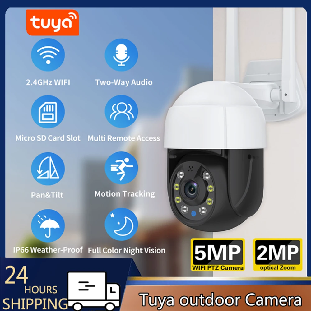 

5MP 2MP Tuya HD WiFi PTZ Camera Outdoor Auto Tracking motion detection Two Way Audio Home Network Video Full Color Surveillance