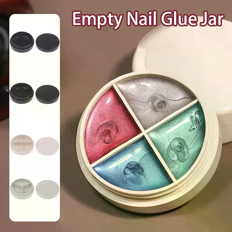 3/4 Grids Nail Patting Gel Empty Jar Glitter Nail Painted Polish Holder Case Packaging Box Manicure UV Glue Organizer Plastic