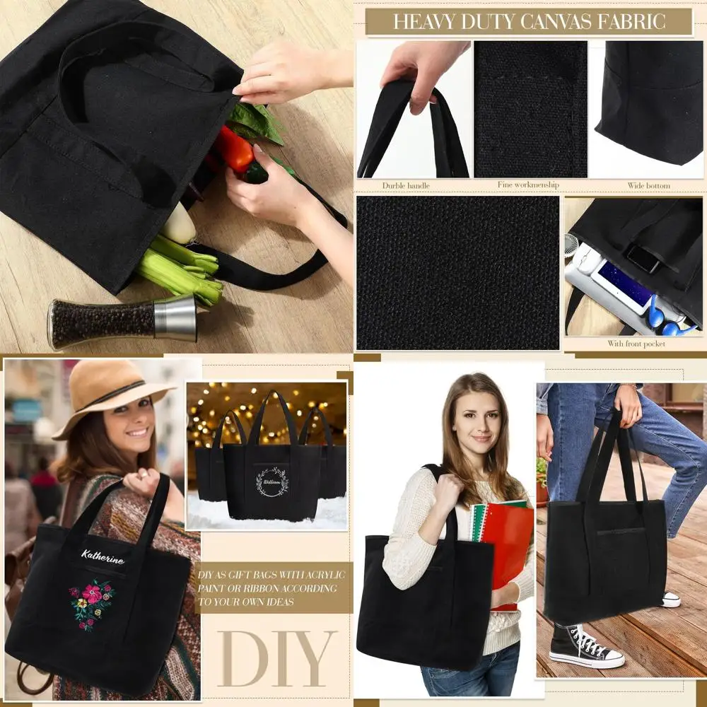 16 عبوة من أكياس القماش مع جيب، 18 حقيبة تسوق قابلة لإعادة الاستخدام للنساء والأمهات، صديقة للاستخدام بنفسك