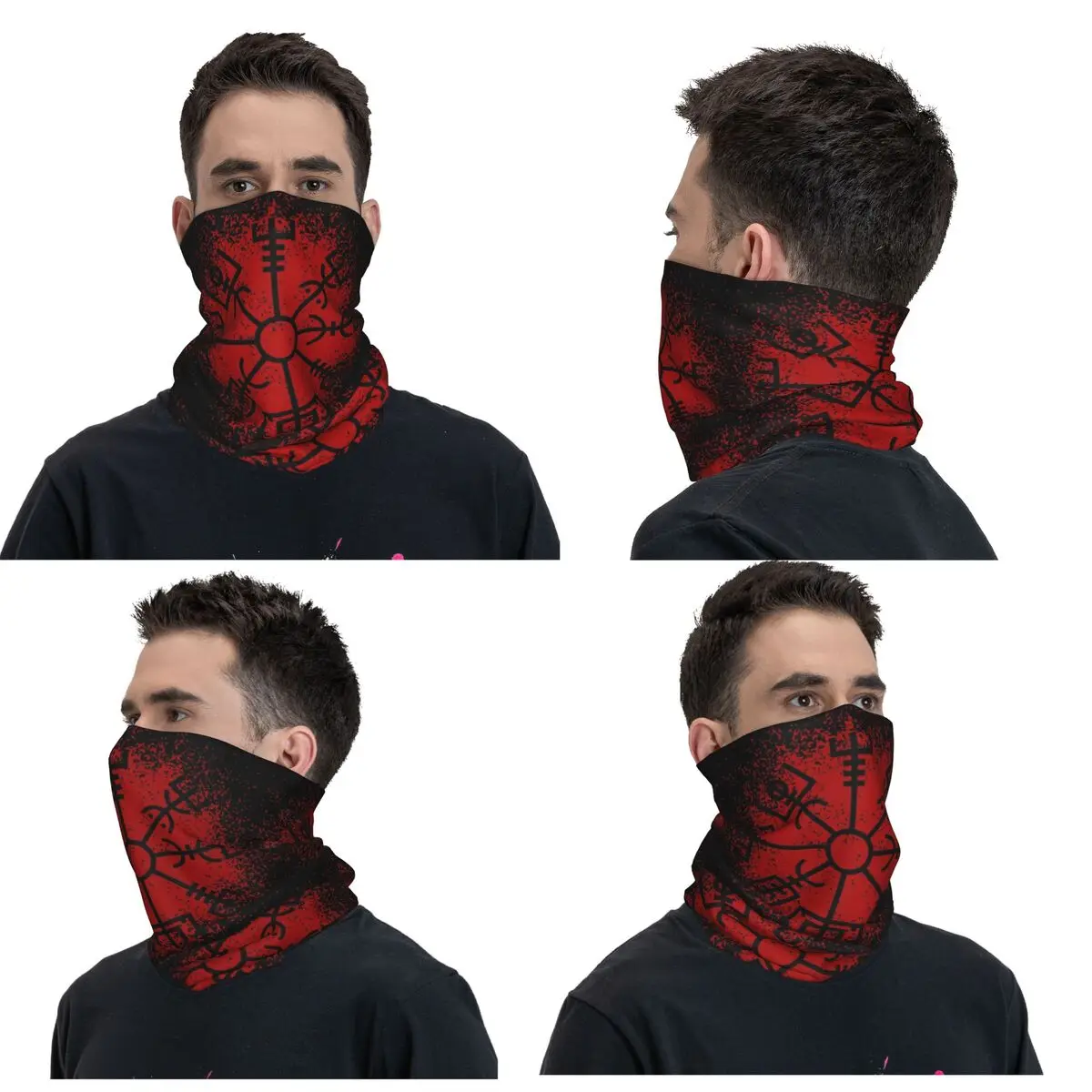 Vegvisir Red Spray Viking Bandana Neck Cover Printed Wrap Scarf Multi-use Balaclava Outdoor Sports Unisex Adult Windproof