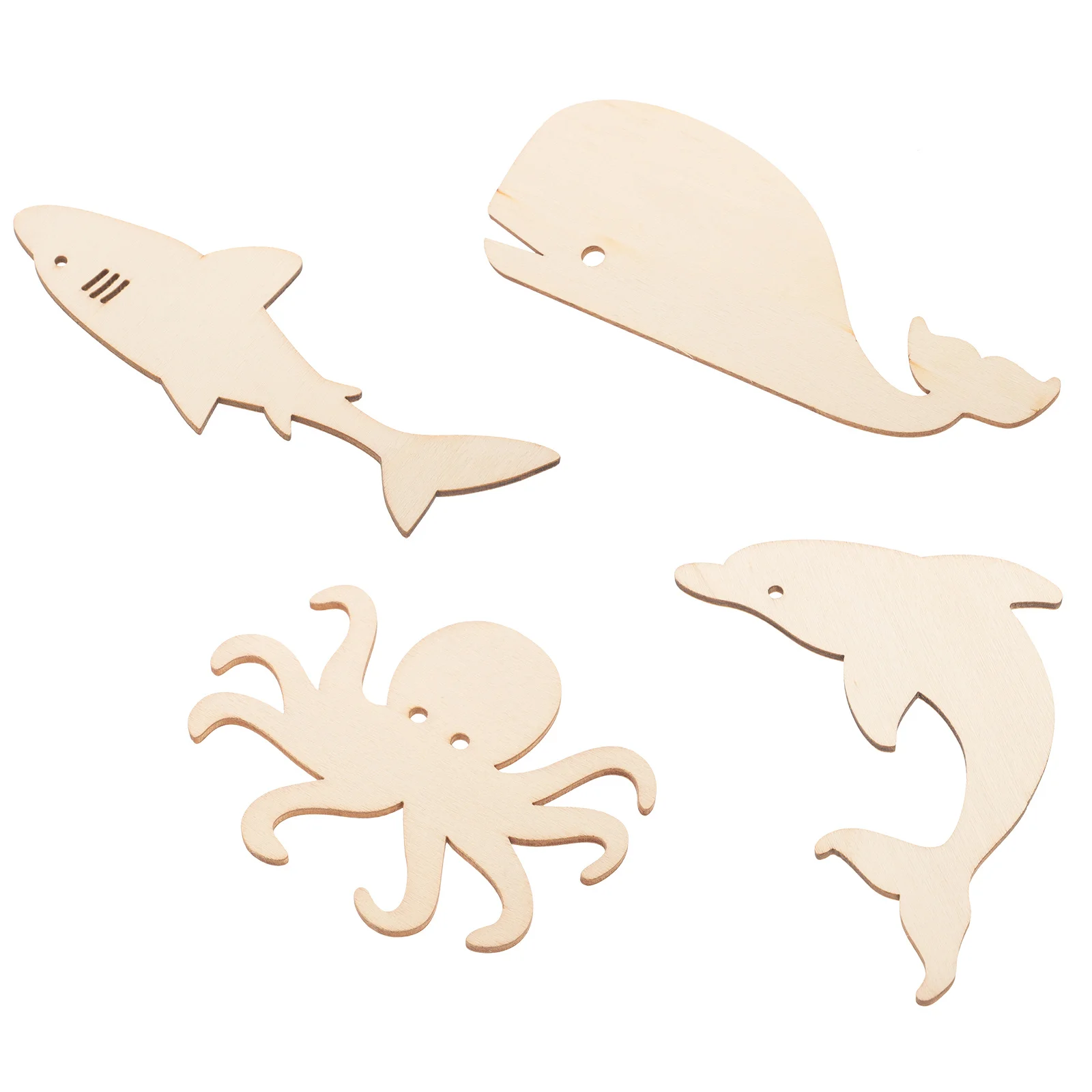 

24Pcs Wooden Ocean Animal Cutouts Unfinished Wood Slices DIY Crafts Adornment Smooth Surface Party Decoration Craft Adornment
