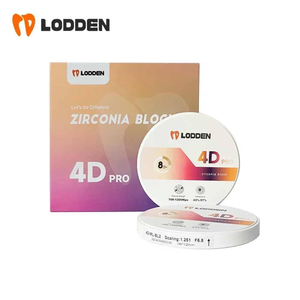 LODDEN 4D Pro Multilayer Zirconia Dental Lab 8 Layer CAD CAM Open System 98x16mm 43%-57% High Strength Zirconia Block