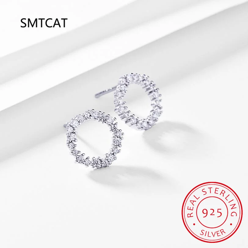Real 1 Carat D Color Moissanite Hollow Circle Stud Earring For Women Top Quality 925 Sterling Silver Sparkling Wedding Jewelry