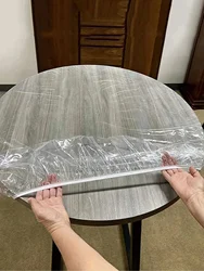 PVC Round Waterproof Cover Vinyl Transparent Elastic Edged Cover for Kitchen Clean Dining Table Hotel Family Banquet Products