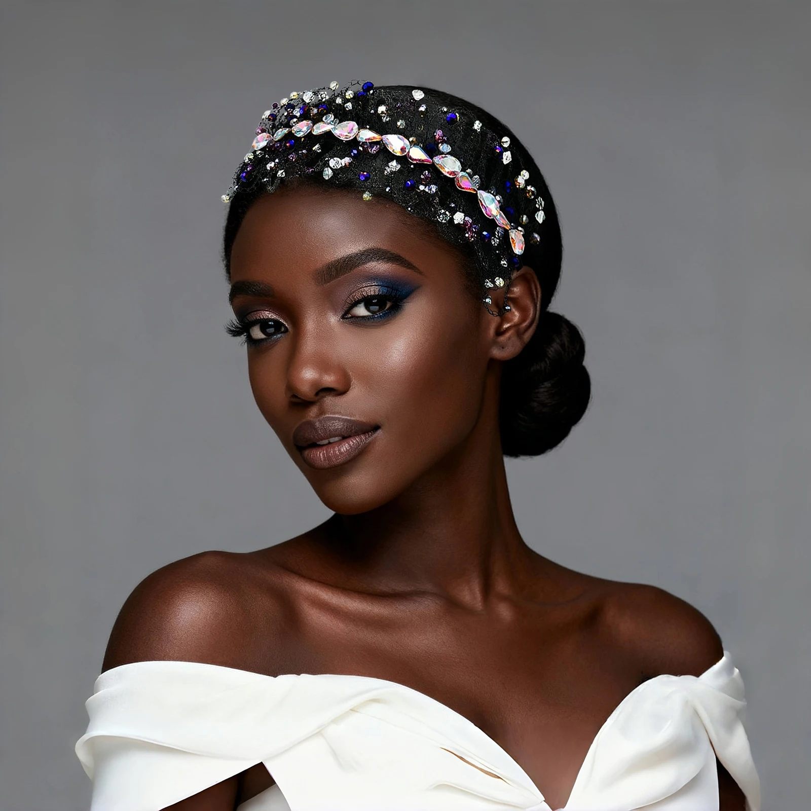 

HNNNS Vintage Women Headband Shiny Rhinestone Hair Hoop Daily Elegant Headdresses Unique Design Bridal Hair Accessories A75