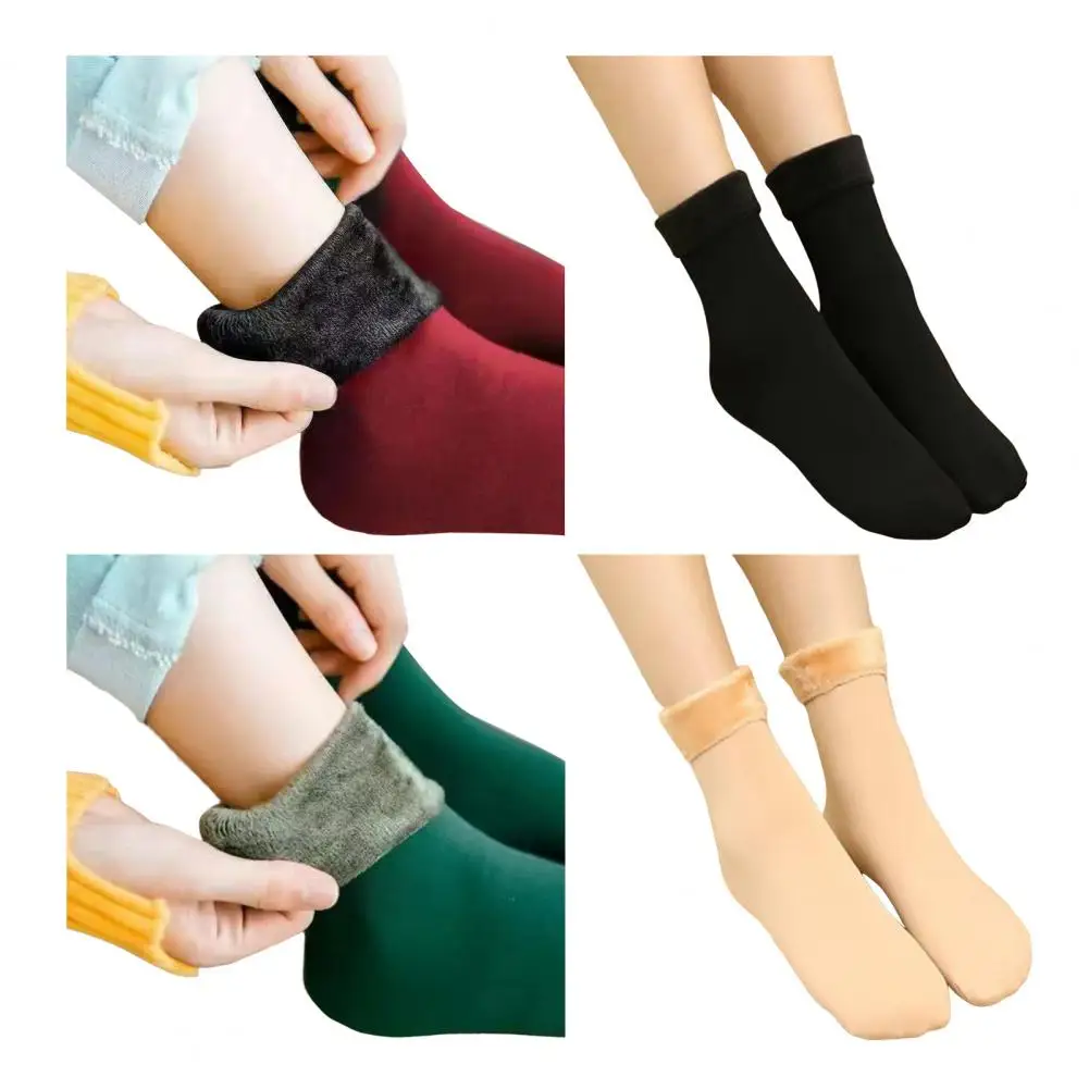 

Female Winter Fleece Thick Warm Socks Soft Comfortable Solid Color Thick Stocking Soft Sleeping Socks Calcetines Mujer