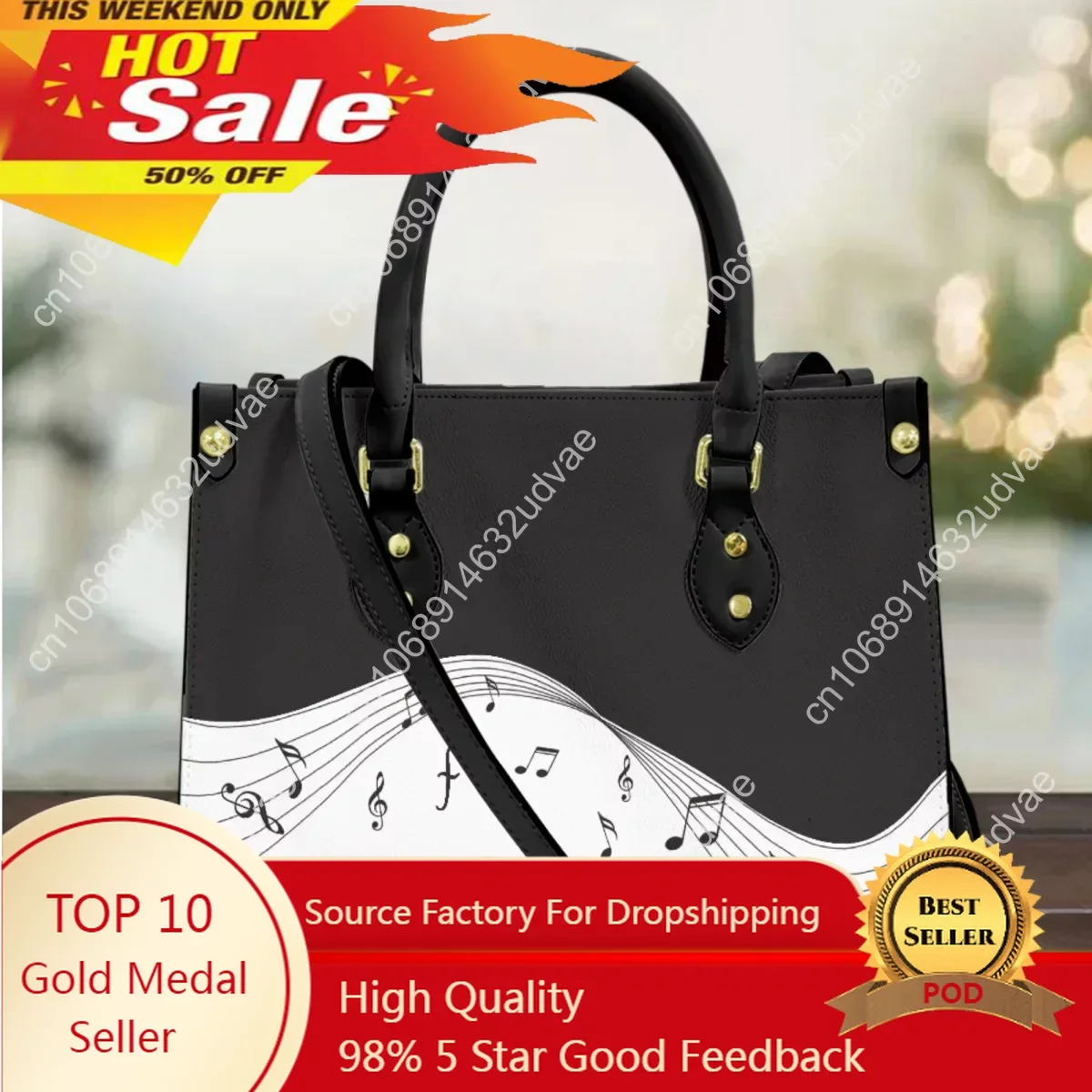 

Piano Note Luxury Ladies Totes Large Capacity Party Trend Top Handle Hand Bags Mother's Day Gift Fashion Messenger Bags Female