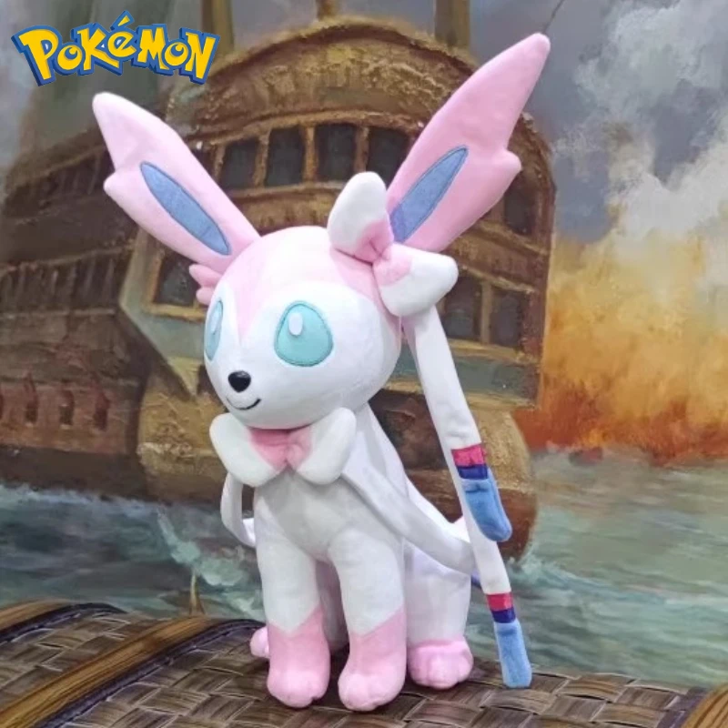 Peluche Pokemon Sylveon 55CM, dessin animé, ornement Kawaii, poupée douce et confortable, jouet pour enfants, cadeau