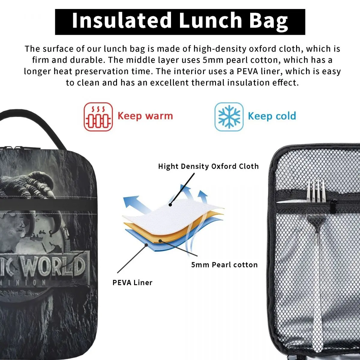 حقيبة غداء ريترو من جراسيكس بارك، حقيبة غداء جمالية للنزهات، حقيبة طعام محمولة للنساء، حقيبة تبريد مطبوعة من أكسفورد #3