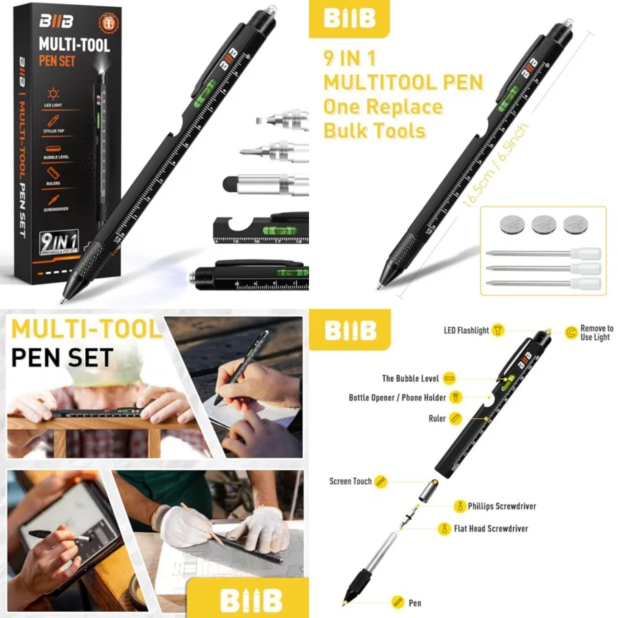 قلم متعدد المهام 9 في 1 للرجال والمراهقين، مواد تخزين عملية للبالغين، هدايا عيد الميلاد المثالية للزوج أو الأصدقاء