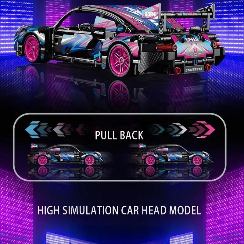 540PCS Super Sports Car Model Building Bricks Cyberpunk Rally Car Raceing Engineering Toys for Play and Display Model Toy Gift