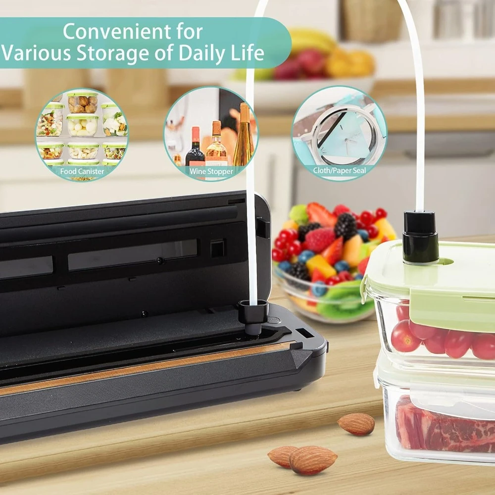 Vacuum Sealer W/ 55 Count Food Sealers Bags, Built-in Cutter and Dry & Moist Sealing, Automatic Vacuum Sealers