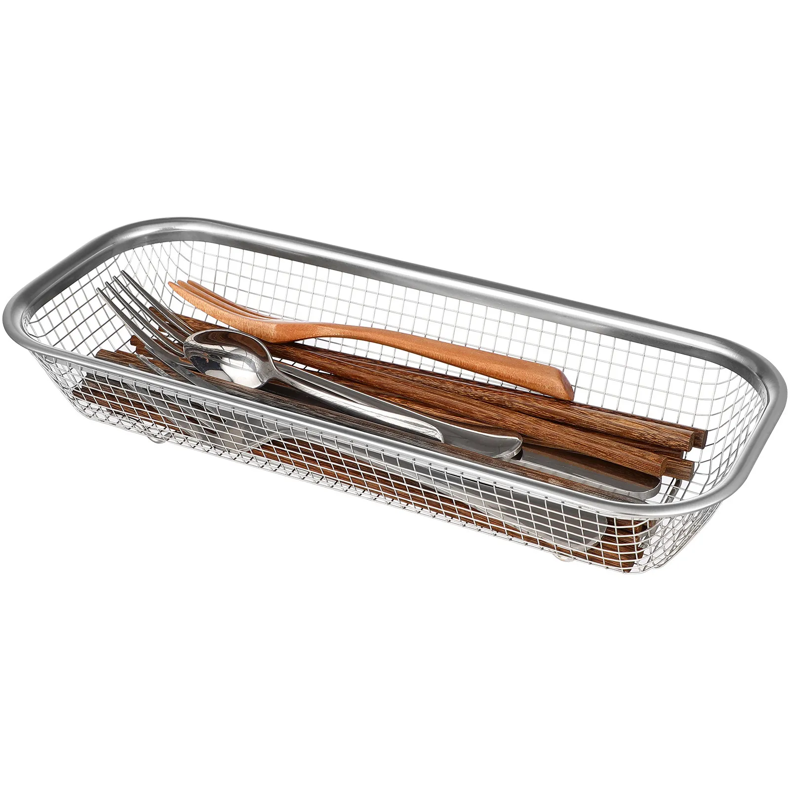 

Chopstick Basket Stainless Steel Ventilated Cutlery Drainer Kitchen Storage Rack Dishwasher Tableware Holder for Disinfection