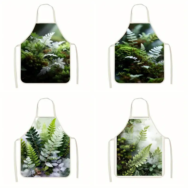 

Ferns Nature Pattern Apron Linen apron, suitable for kitchen cooking, parent-child interaction, painting and other scenarios