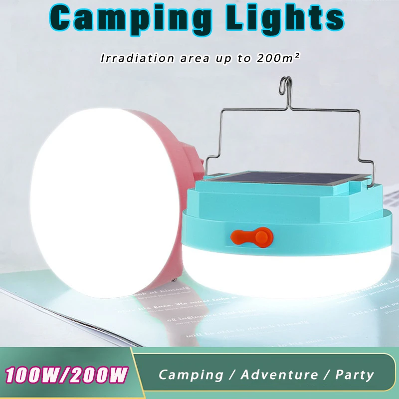 200W Rechargeable LED Camping Lantern with Magnet 6000mAh Strong Light Zoom Portable Flashlights Tent Lights Work Repair Lights