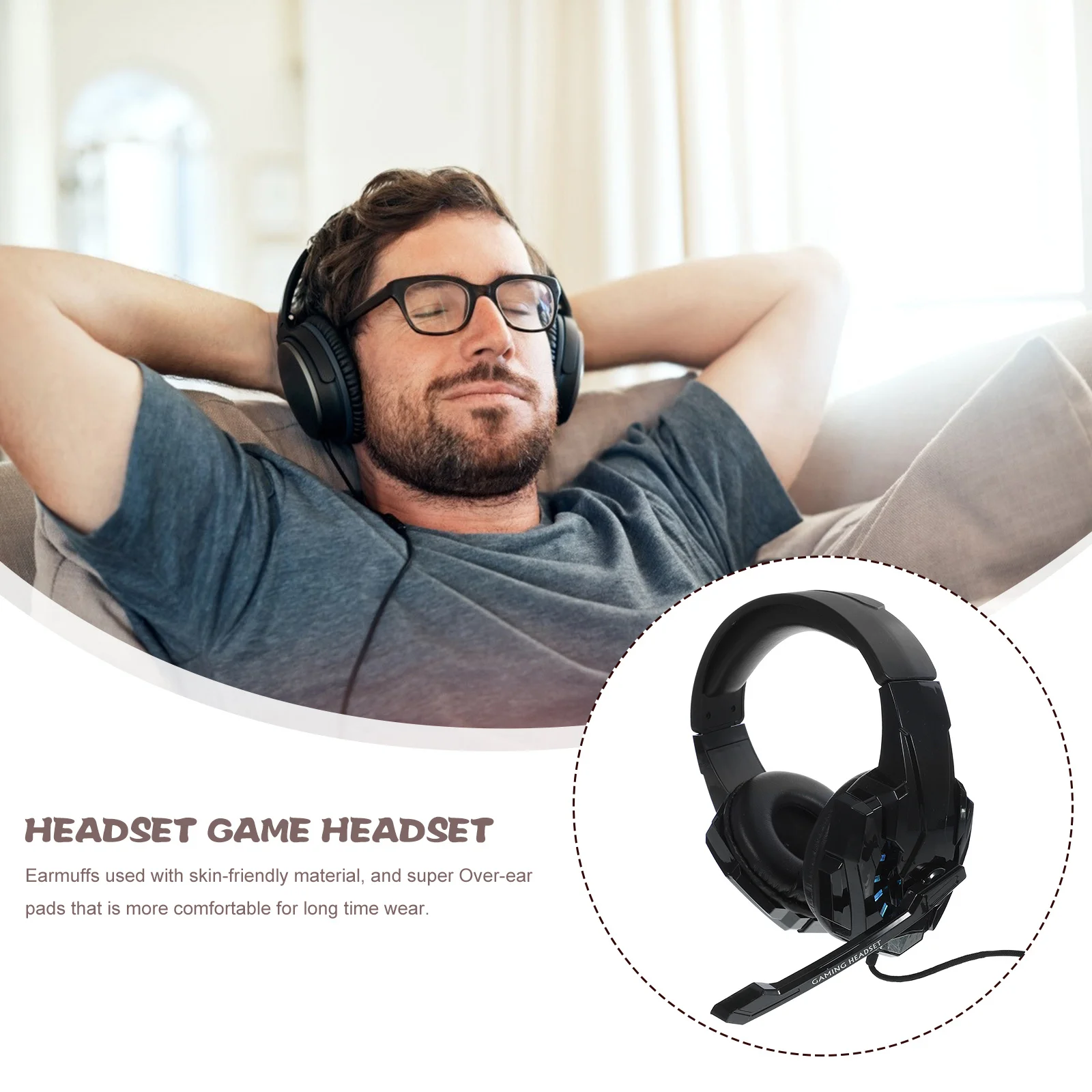 

1pc Gaming Headset Premium Material Over-Ear Design Luminous Led Lights Skin-Friendly Earpads Long-Wear Comfort Computer