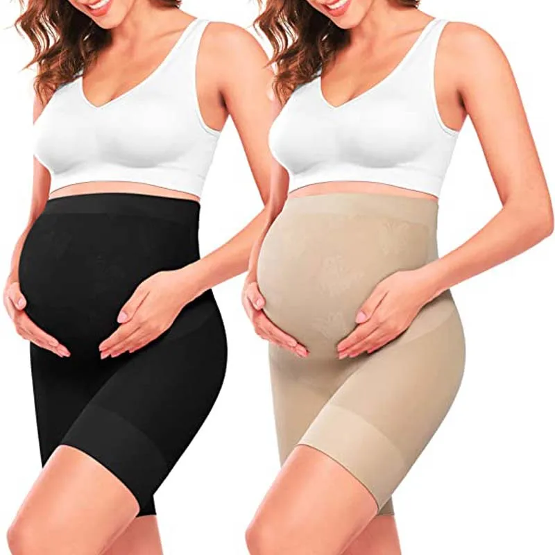 

“Baby Bump” Premium Maternity Shapewear, High Waisted Mid-Thigh Pregnancy Underwear Prevent Chaffing Soft Adominal Support