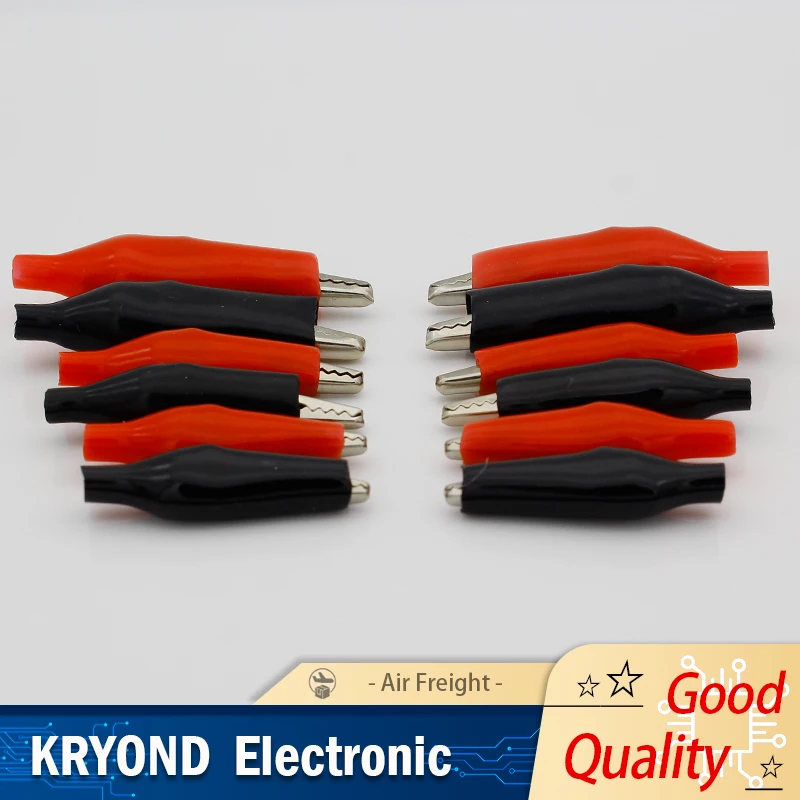 60PCS Metal Alligator Clip Crocodile Electrical Clamp for Testing Probe Meter 28mm 35mm 45mm Black Red Plastic Boot