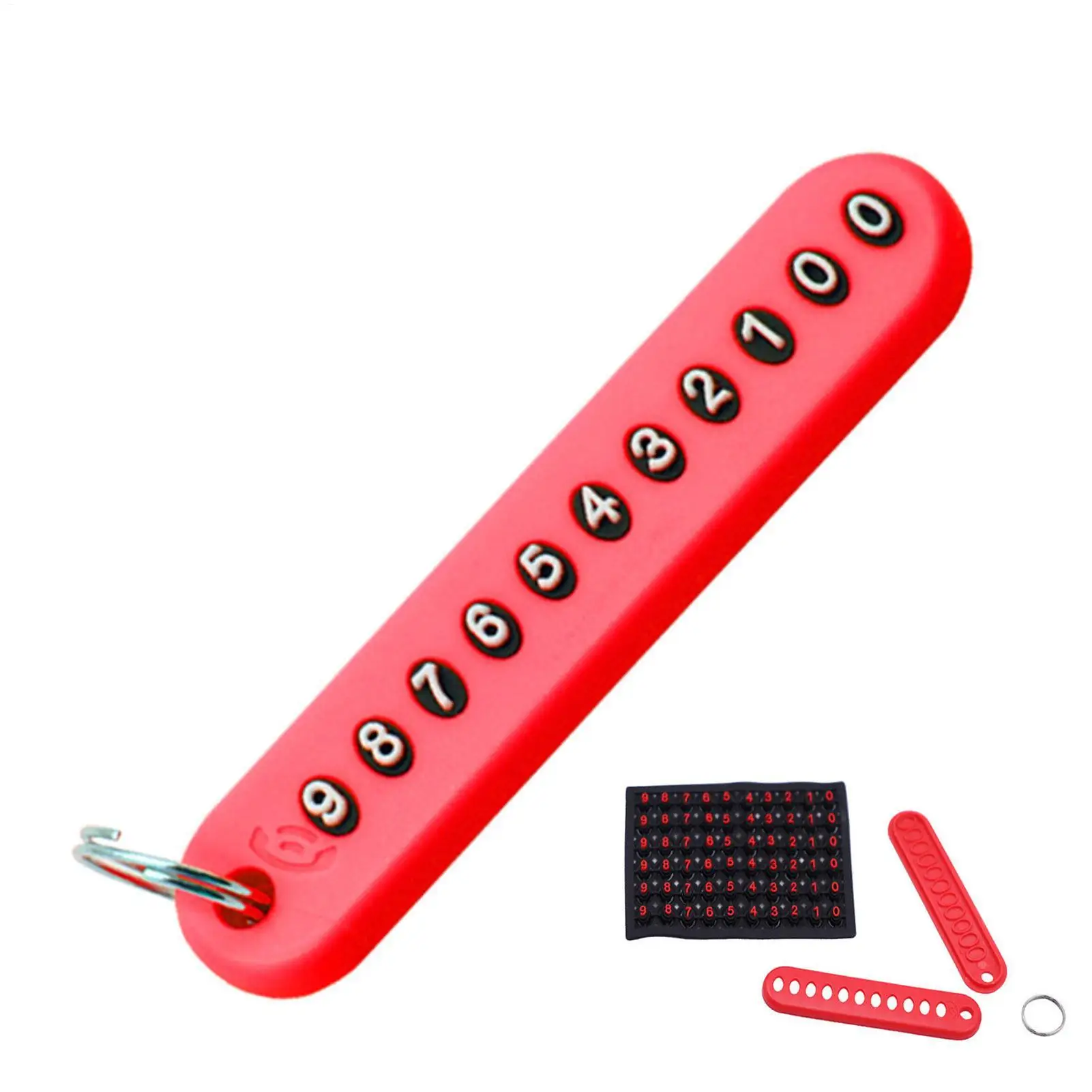 Anti-Lost Phone Number Plate Car Key Ring Auto Number Plate Pendant Keychain Holder Phone Number Card Keyring For Car Interior