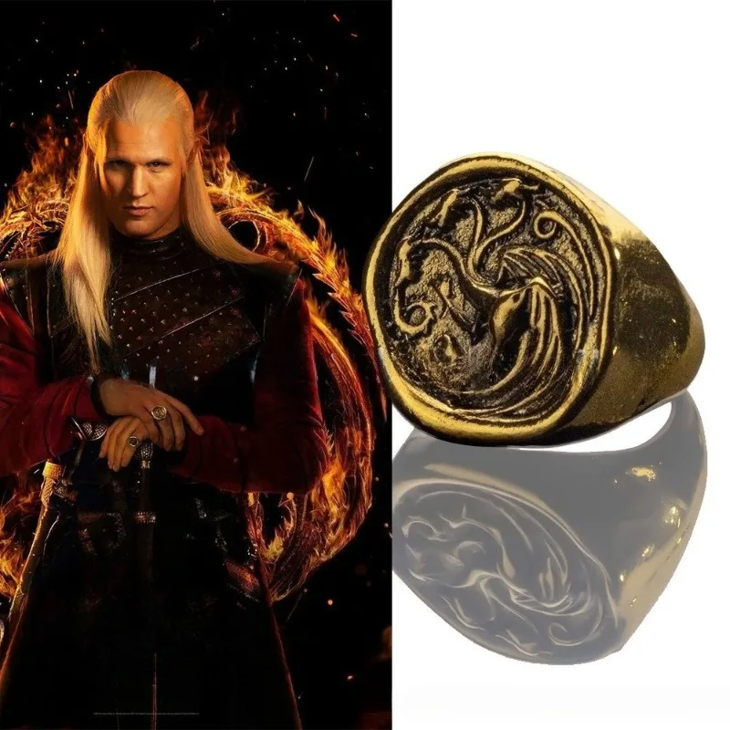 Figura de Juego de Tronos, Réplica del Dragón de Tres Cabezas de Dany Targaryen, Accesorios Metálicos de Aleación Dorada, Regalos para Fiestas