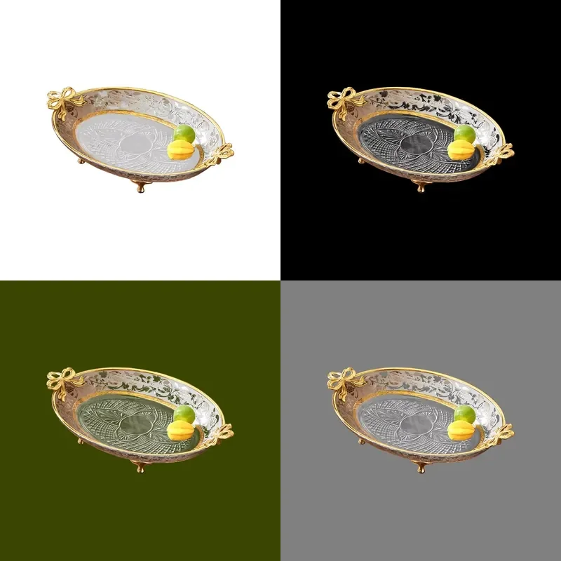 New European Fruits Plate Crystal Candy Bowl for Hotel Villa Home Decor Copper Gold Trim Ornament Fruit Plate