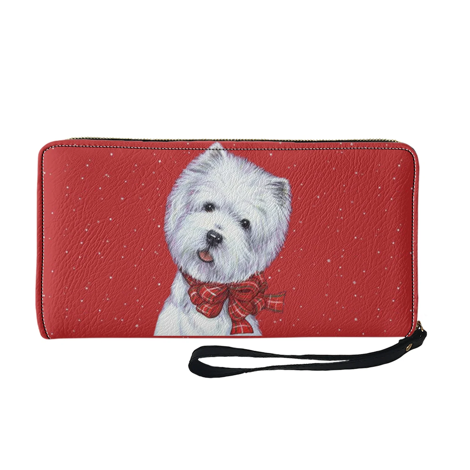 

Pure Leather Handbag for women Westie Dog Large Clutch Purse Classic Style Credit Card Organizer Woman New Wallet Clutchs Bolso