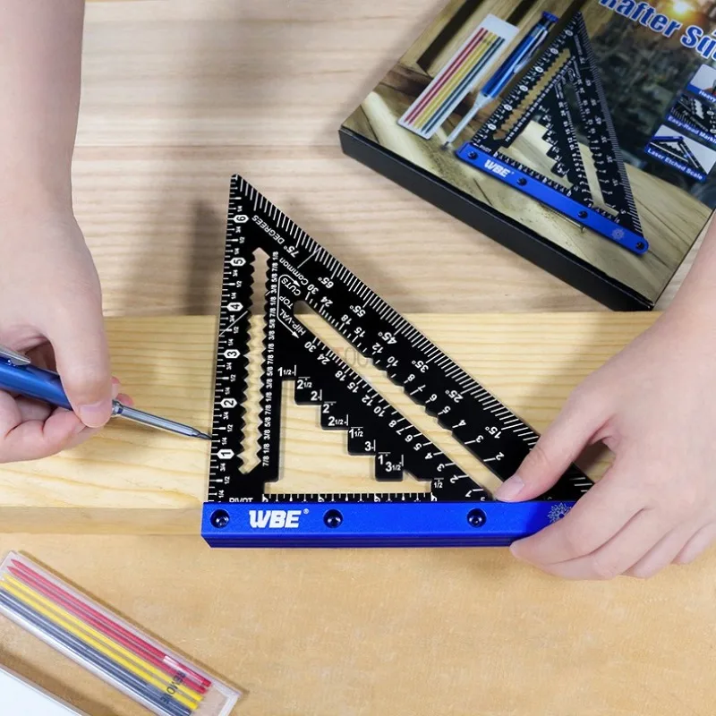 

7 Inch Triangle Board Multi-purpose Carpenter Square Aluminum Alloy Rafter Square with Pencil High-precision Measuring Tools