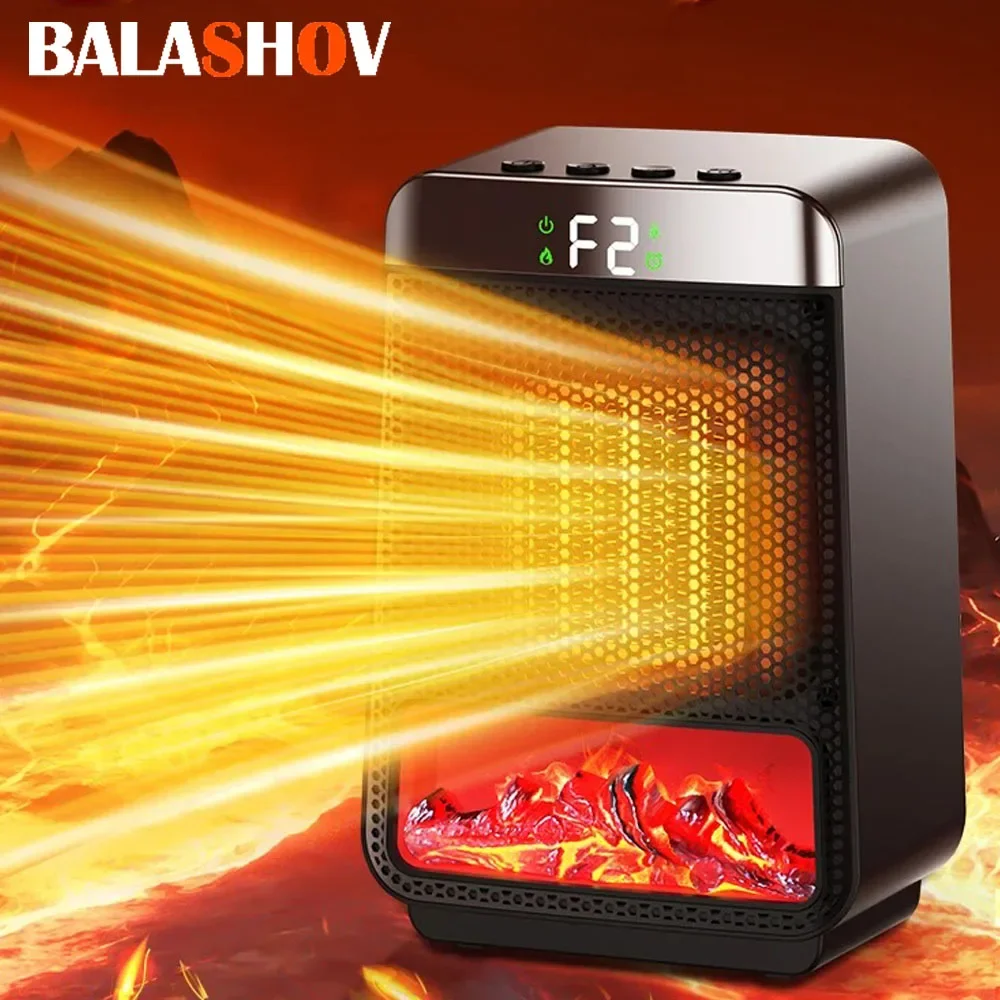 1000 W elektrischer Flammenheizer, tragbarer Mini-Desktop-Heizlüfter, intelligentes Heißluftgebläse, für Zuhause, Schlafzimmer, Büro, Wärmemaschine für den Winter