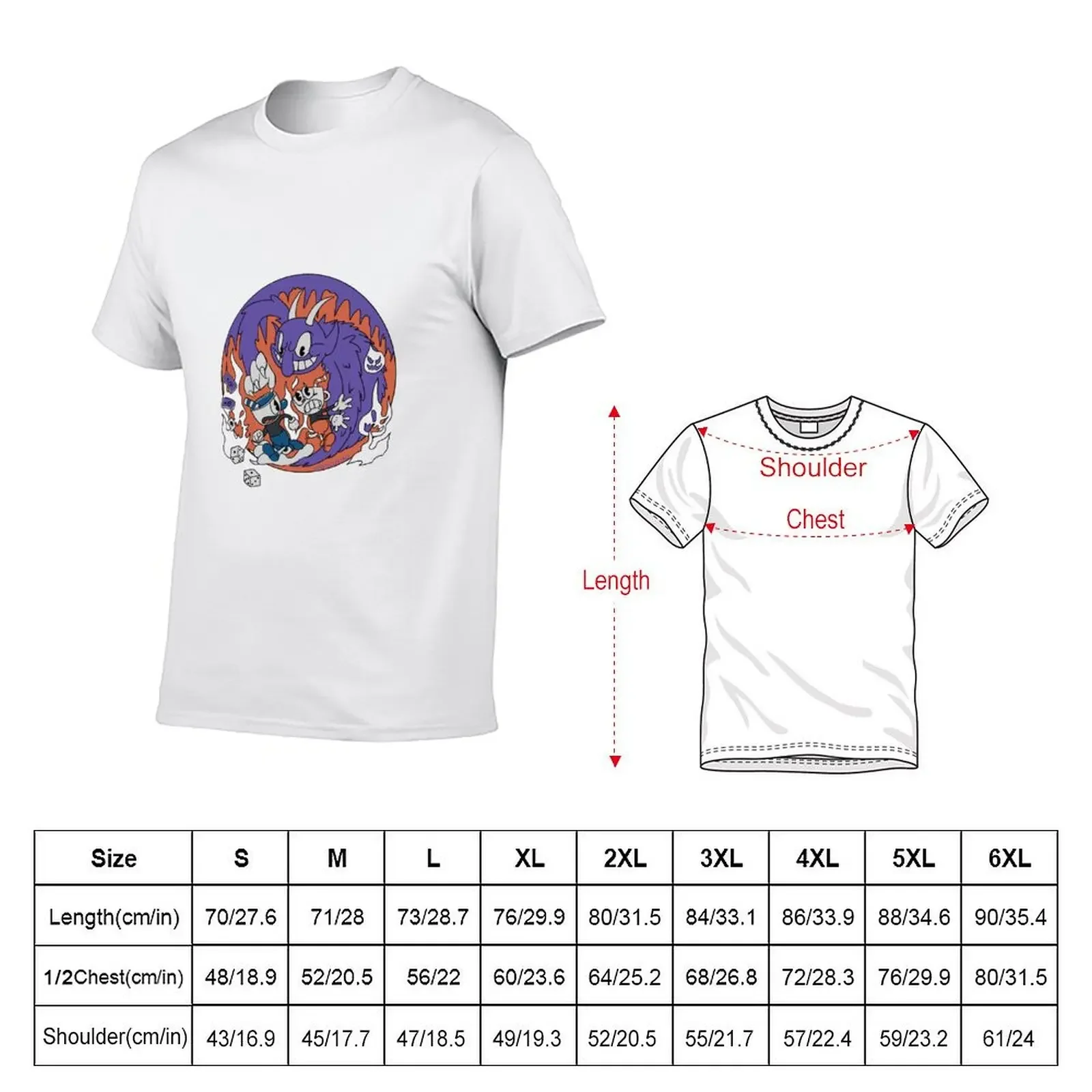 T-shirt uni pour homme, vêtement esthétique, sublime, Cuphead