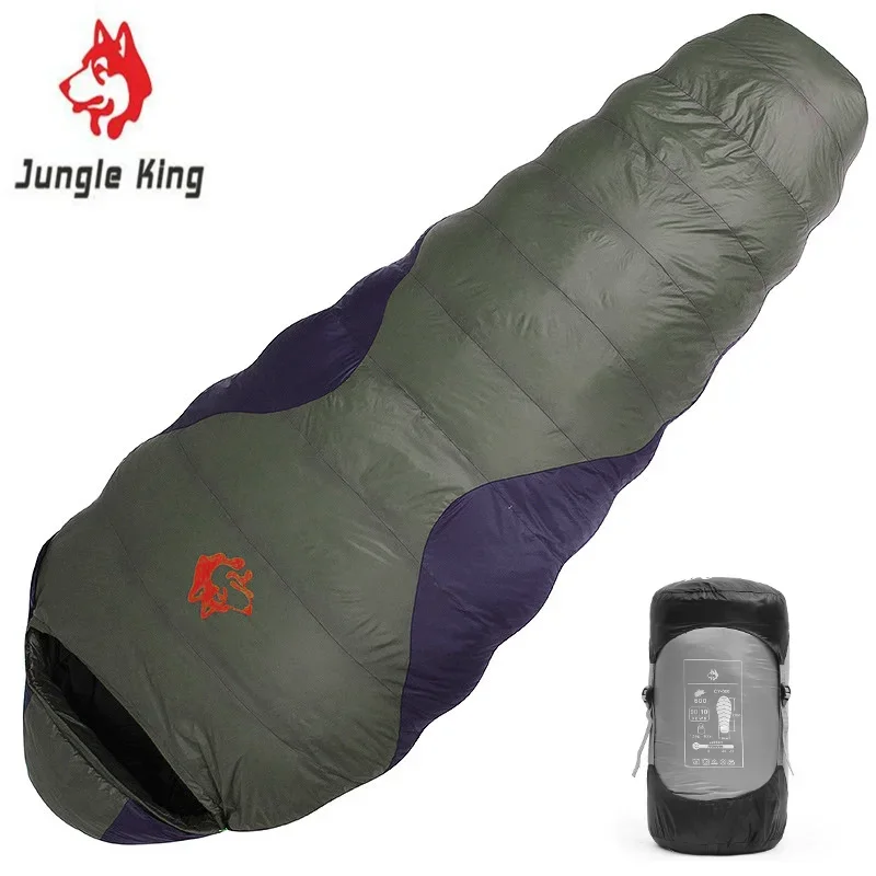 JUNGLE KING CY660 4 مواسم 3 أنواع من سماكة التخييم السفر المشي لمسافات طويلة بطة بيضاء أسفل ريشة شغل المومياء أسفل أكياس النوم