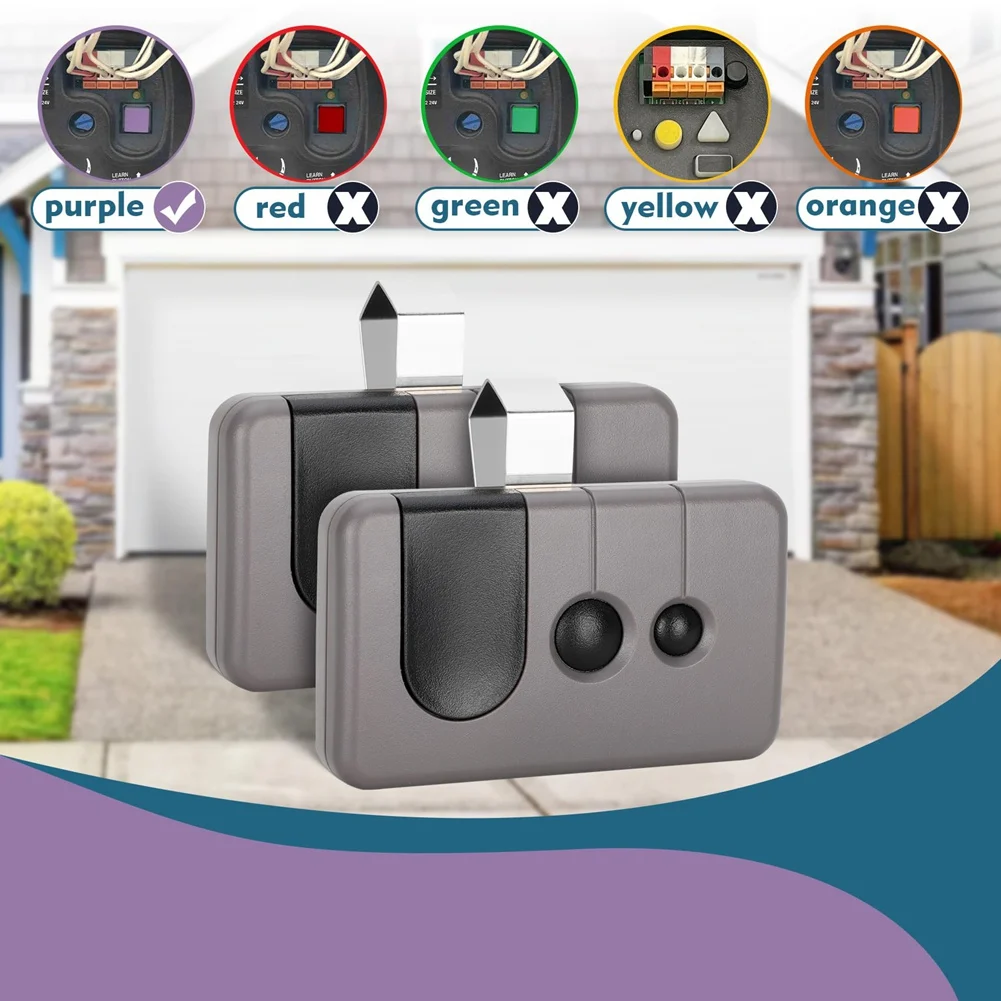 Mando a distancia para puerta de garaje Sears Craftsman, 139,53753, 139,18191, HBW2028, 371LM, 373LM, 950CD, funciona con botón de aprendizaje púrpura, paquete de 2