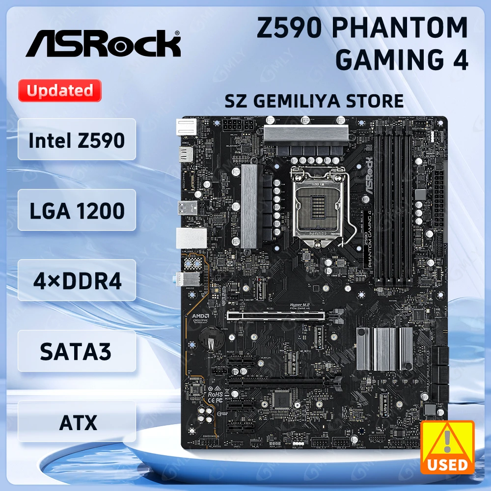 

ASROCK Z590 Motherboard Z590 Phantom Gaming 4 Motherboard LGA 1200 DDR4 128G PCIe 4.0 M.2 support i7-1170 i3-10325 i9-10900