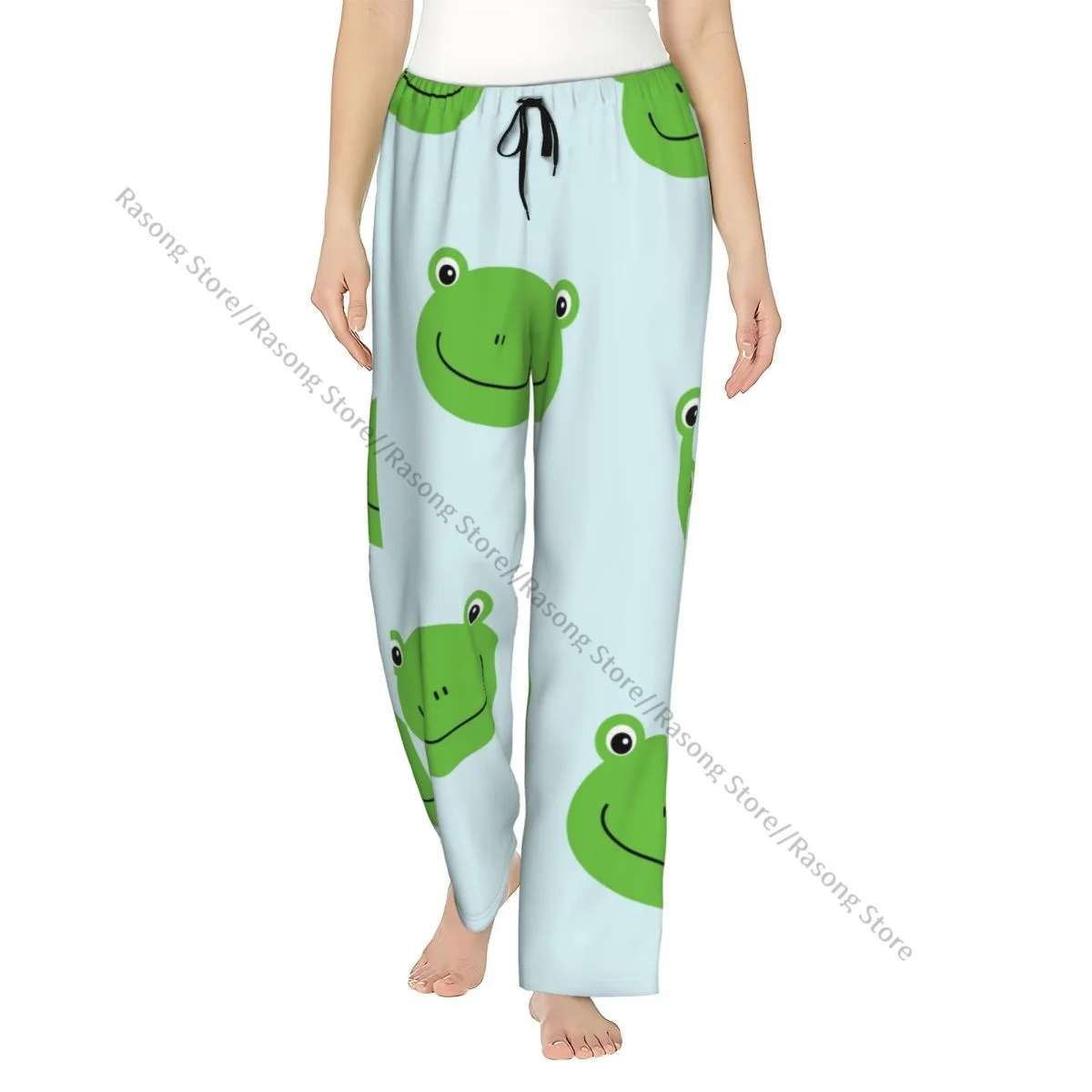 

Warm Women Pajama Pants Cute Frogs Flannel Sleep Bottoms Soft Fleece Loungewear