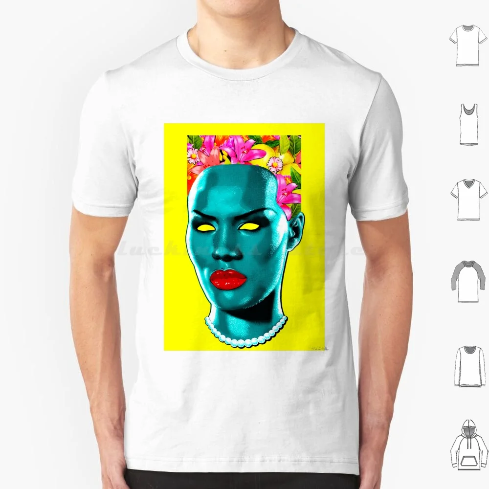 Incrível graça t camisa 6xl algodão legal t graça jones ícone disco reggae pop flores orgulho graça jones amor