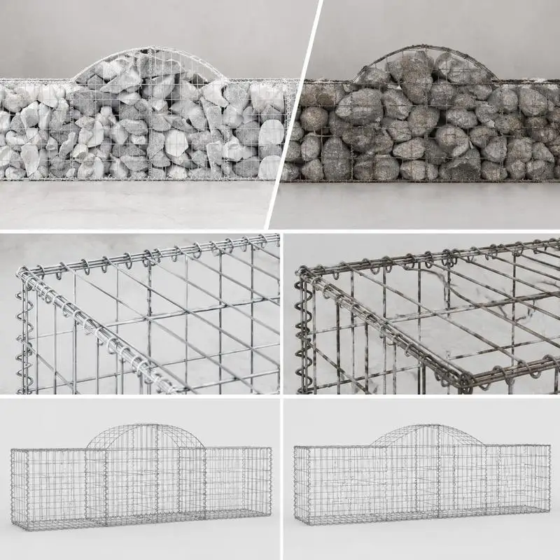 Panier gabion en treillis métallique, tissage en fer galvanisé, structure à arche haute pour la stabilité, clôture de jardin et de terrasse, renforcement du sol, décoration paysagère, 200x50x60/80cm